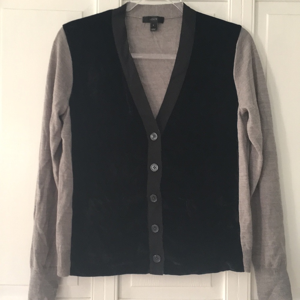 JCrew velvet front merino cardigan